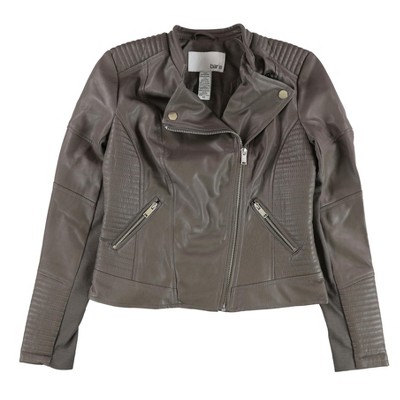 bar III Womens Fauxz Leather Motorcycle Jacket