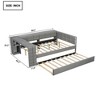 Full Size Upholstered Daybed Sofa Bed, Velvet Platform Bed Frame with Trundle, Desk & Charging Station - ModernLuxe - 4 of 4