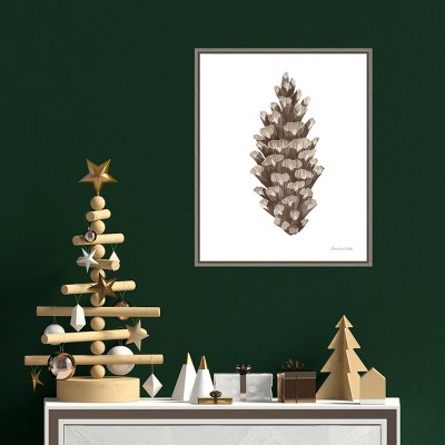 16" x 20" Peace and Joy Pinecone Framed Canvas Wall Art
