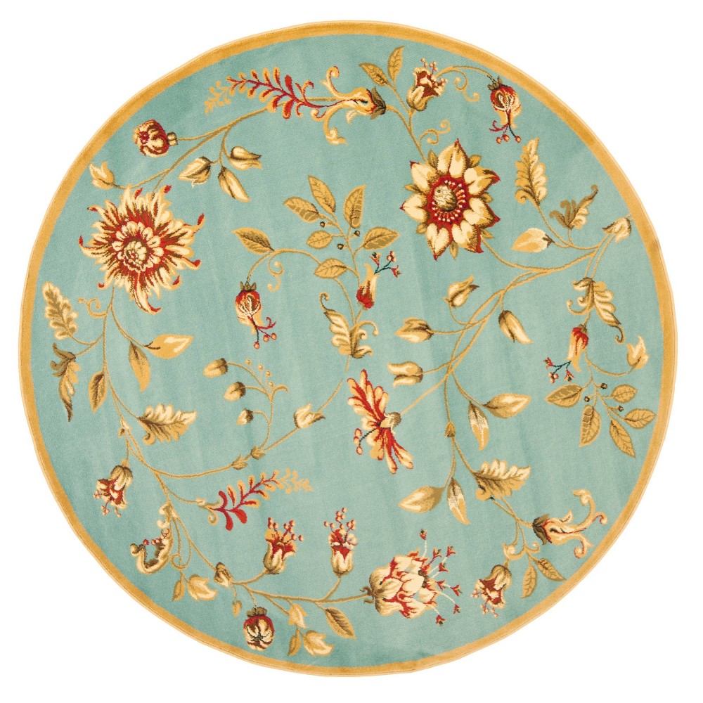 5'3inx5'3in Round Clare Floral Loomed Accent Rug Blue/Multi Round - Safavieh