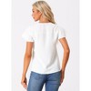 Allegra K Women's Lace Crochet Ruffles Cap Sleeves Swiss Dots V Neck Blouse - 3 of 4