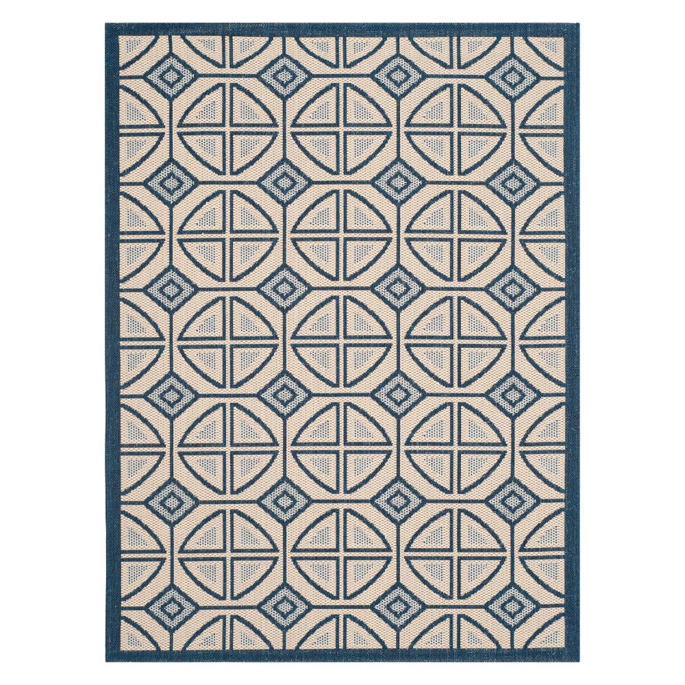 5'3inx7'7in Courtyard Pierre Outdoor Rug Beige/Navy Beige/Navy - Safavieh