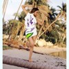 LA LEELA Women's Summer Beach Wrap Bikini Wraps Sarong Swimwear Cover up Skirt Bathing suit Swimsuit Pareo for Women One Size White, Leaf - 2 of 4