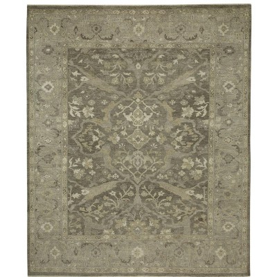 Gray Hand-Knotted Wool 8' x 10' Rectangular Rug