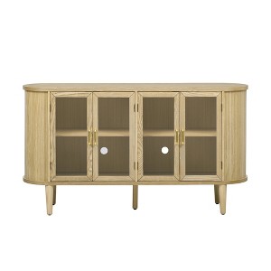 Luxystar Farmhouse Sideboard Cabinet with Storage, Glass Doors and Adjustable Shelves for Dining and Living Room, Natural - 1 of 4