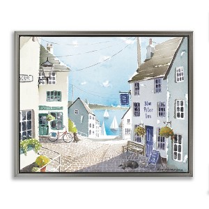 Stupell Industries Coastal Town Seaport Sailboats Floating Frame Canvas Art - 1 of 4