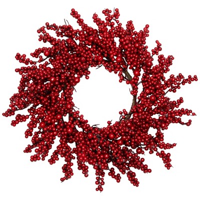 Northlight 20" Unlit Red Berries Artificial Christmas Wreath