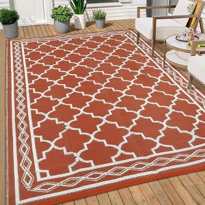 Outdoor Rug, Waterproof Reversible Patio Carpet,  Print Camping Rug, Geometric RV Mat for Deck, Balcony, Picnic & Beach - 1 of 4