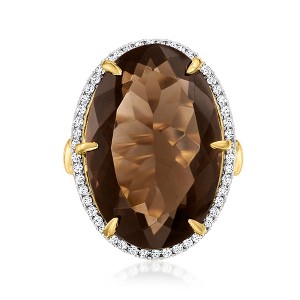 Ross-Simons 19.00 Carat Smoky Quartz Ring With .50 ct. t.w. White Zircon in 18kt Gold Over Sterling Size 7 - 1 of 3