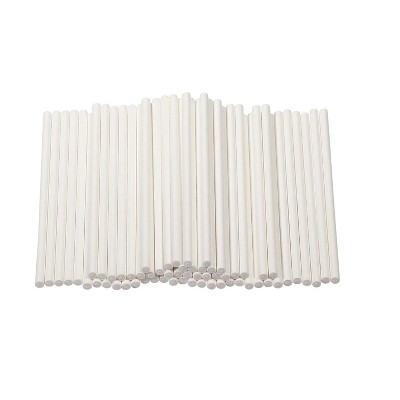 Genie Crafts Cake Pop Sticks - 300-Count 4-Inch Paper Treat Sticks for Lollipops, Candy Apples, Suckers, White