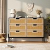 Natural Rattan Dresser with 6 Drawer, Farmhouse Chest of Drawer with Sturdy Metal Legs - 3 of 4