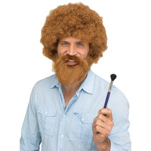 Fun World Costumes Groovin Ross Wig – Brown Curly Disco Wig for Adults - 1 of 1