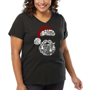 LA Pop Art Santa Pics - Women's Word Art V-Neck - 1 of 4