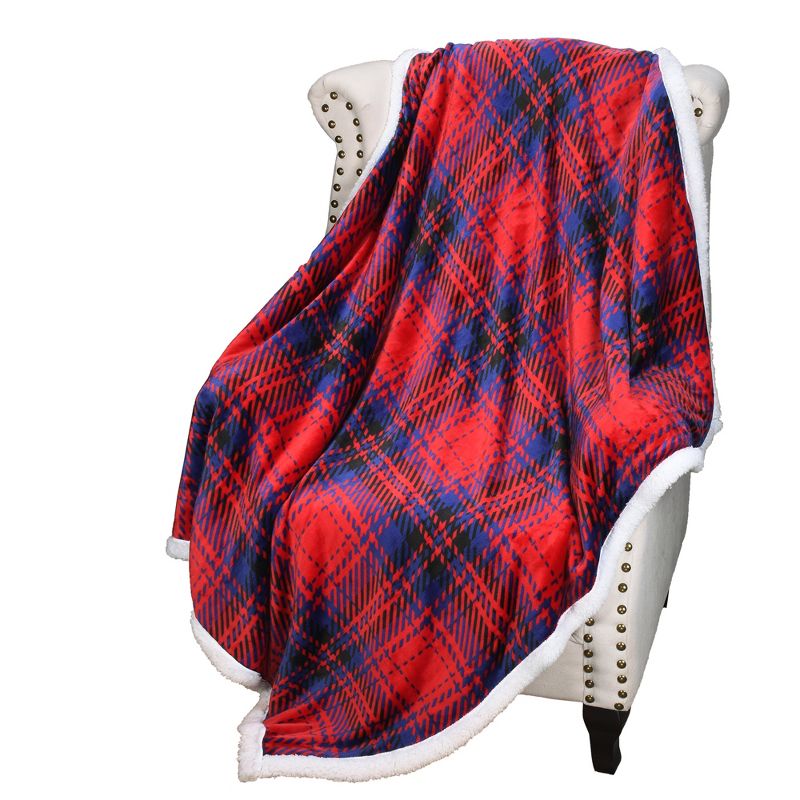 Catalonia Plaid Fleece Throw Blanket, Super Soft Warm Snuggle Christmas Holiday Throws for Couch Cabin Decro, Checkered, 50x60 inches, 1 of 8
