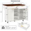 LOVSON 52''Recessed Kitchen Island with Folding Flap, Power Outlet, Adjustable Shelves, and Dual-Door Dual-Drawer Kitchen Storage Cart, White - 3 of 4