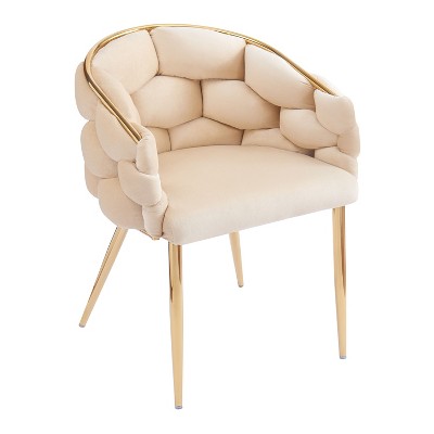 NicBex Velvet Accent Chair,Upholstered Living Room Chairs with Mid-Height Backrest and Gold Legs,Modern Armchair,Accent Chairs for Living Room