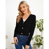 WhizMax Women's Cropped Sweater Cardigan Long Sleeve V-Neck Sweater Rib Open Front Shrugs - 3 of 4