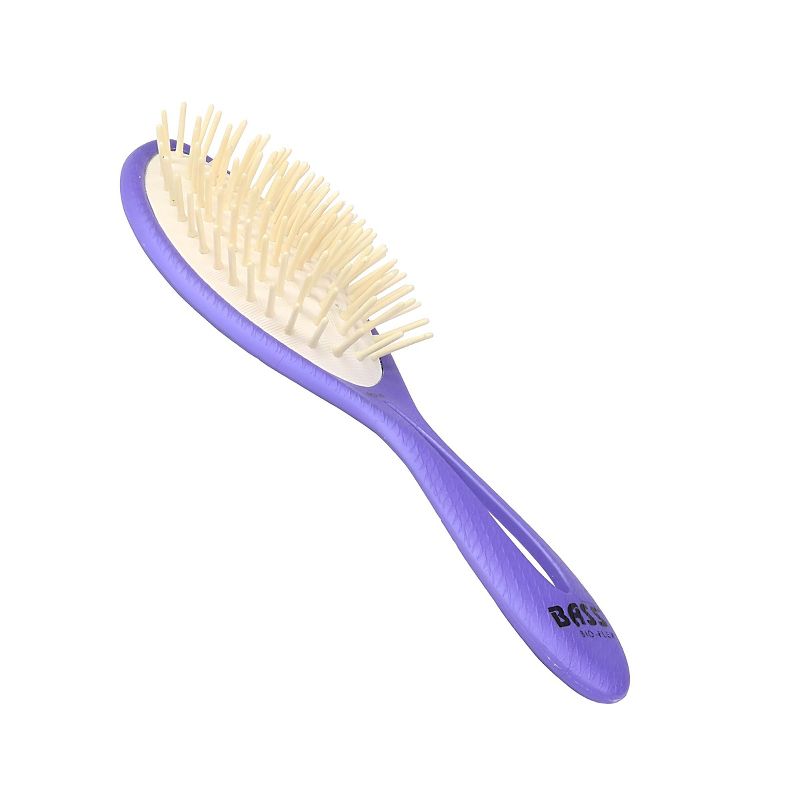 Bass Brushes BIO-FLEX Wood Pin Hair Brush Patented Plant Handle Premium Natural Wood Pins Medium Oval, 3 of 5