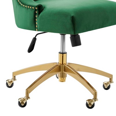 Ergonomic Executive Swivel Office Chair in Gold Emerald with Metal Base