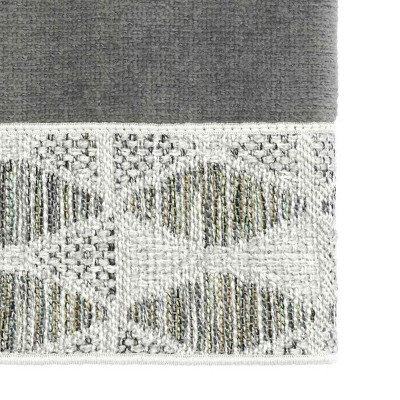 Gray Cotton Hand Towel with Woven Chenille Border