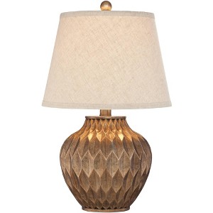 360 Lighting Buckhead Modern Accent Table Lamp 22" High Warm Bronze Brown Sculptural Geometric Drum Shade for Bedroom Living Room Bedside Nightstand - 1 of 4
