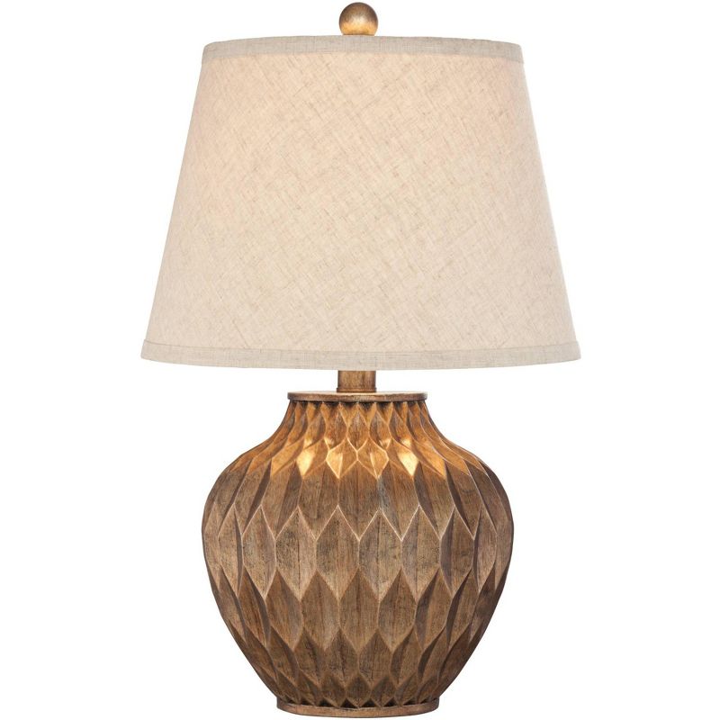 360 Lighting Buckhead Modern Accent Table Lamp 22" High Warm Bronze Brown Sculptural Geometric Drum Shade for Bedroom Living Room Bedside Nightstand, 1 of 7