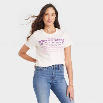Women's Bonus Mom Short Sleeve Graphic T-Shirt - White XS