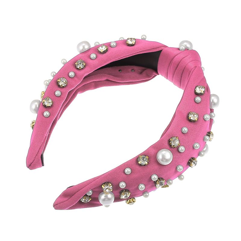 Unique Bargains Women's Knotted Simulated Pearl Rhinestones Headband 1.18" Wide 1Pc, 5 of 7
