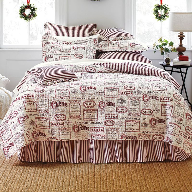 BrylaneHome Vintage Christmas 4 Piece Quilt Set, 1 of 2