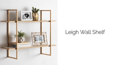 32.7" White and Gold Floating Wall Shelf