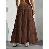 Women's Boho Maxi Skirt - Ruffle Hem A-Line with Elastic Waist & Tiered Layers Brown - 2 of 4