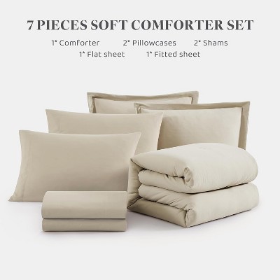 Der Rose BALHAM TRADE-Queen Size 7 Pieces Soft Microfiber Comforter Set Light Warm All Season Bedding Light Oatmeal-Queen 90"x90" — фото 2