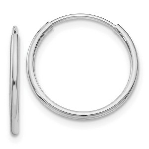 Black Bow Jewelry 1.2mm x 16mm 14k White Gold Polished Endless Tube Hoop Earrings - 1 of 4