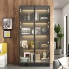 FUFU&GAGA Black Versatitle Display Cabinet with Glass DoorsKitchen Pantry - 3 of 4