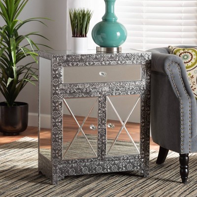 Wycliff Silver Luxe Mirrored Glass 24" Industrial Sideboard