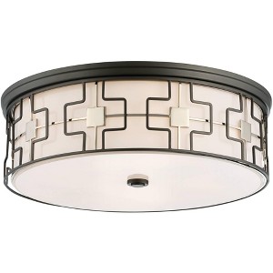Minka Lavery Modern Ceiling Light Flush Mount Fixture 20" Dark Gray Frosted White Glass Drum Shade for Bedroom Kitchen Living Room - 1 of 3