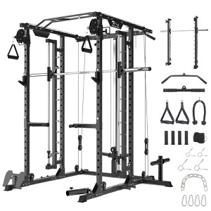 Power Cage with SmithBar, 2000 LBS Power Rack with Cable Cross-over System, Multi-Functional Strength Training Squat Rack - 1 of 4