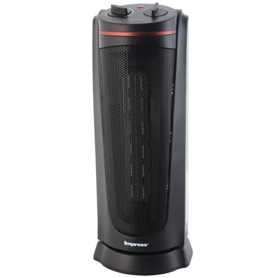 Impress Oscillating Ceramic Tower Heater in Black