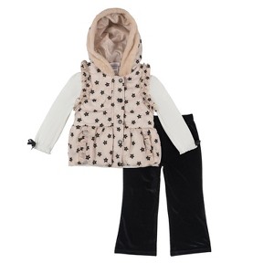 Little Lass Toddler Girls 3 Piece Puffer Vest Set - 1 of 1
