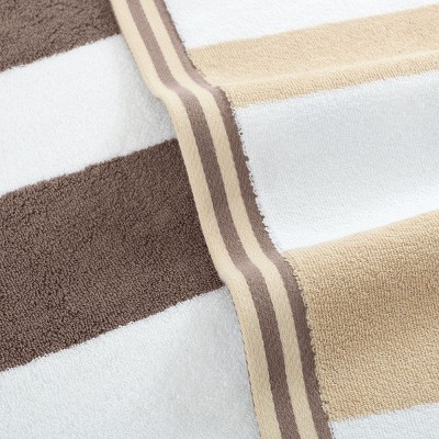 Aston & Arden Reversible Brown and Beige Cotton Beach Towel 30x70