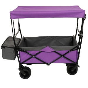 CAVINAS Extended Heavy-Duty Wagon Cart with Canopy,All-Terrain Shopping Cart with Side Pocket and Brakes,Wagon for Camping,Shopping - 1 of 4