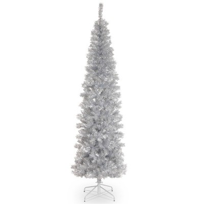 6ft National Christmas Tree Company Silver Tinsel Artificial Pencil Christmas Tree