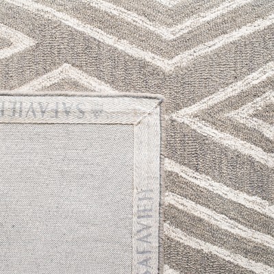 Handmade Gray Tufted Wool Rectangular Rug 59"x7"