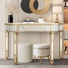 NicBex Half-Moon Shape Console Table with Mirrored Top, Entryway Table with Luted Glass & Knob Drawer, Side Table for Living Room, Entryway - 2 of 4