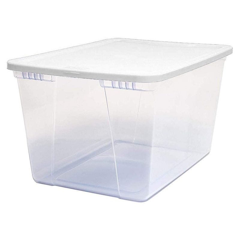 Homz 56 Quart Snaplock Clear Plastic Storage Tote Container Bin with Secure Lid and Handles for Home and Office Organization (4 Pack), 3 of 7