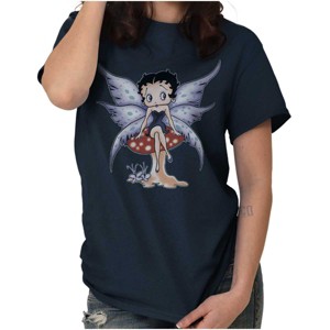 Betty Boop Cartoon Butterfly Mushroom Womens Graphic T Shirt Tees Brisco Brands - 1 of 1