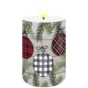 Briarwood Lane Christmas Flameless Candle 6x3 Patterned Ornaments Flameless Candle with Timer for Christmas - 1 of 4
