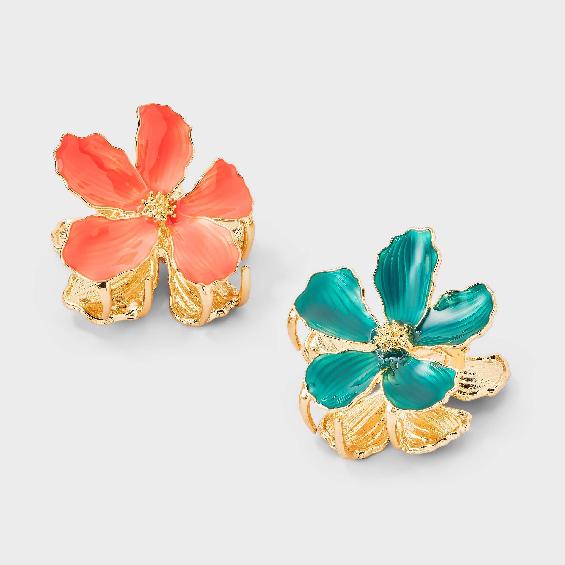 Metal Flower Claw Clip 2pc Set - A New Day™ Multicolor