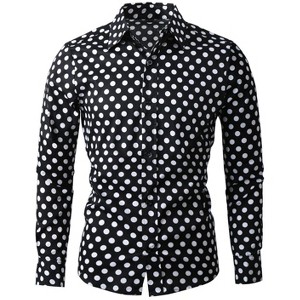 Lars Amadeus Men's Polka Dots Long Sleeves Dress Button Down Shirt - 1 of 4