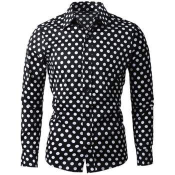 Lars Amadeus Men's Polka Dots Long Sleeves Dress Button Down Shirt